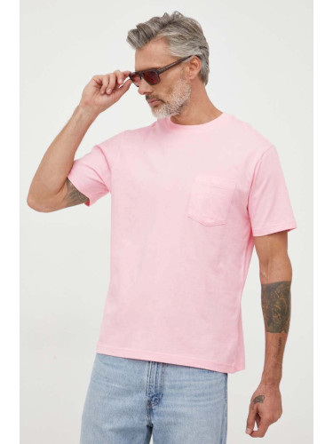 Памучна тениска GAP в розово с изчистен дизайн