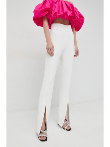 Панталон Pinko в бяло със стандартна кройка, с висока талия