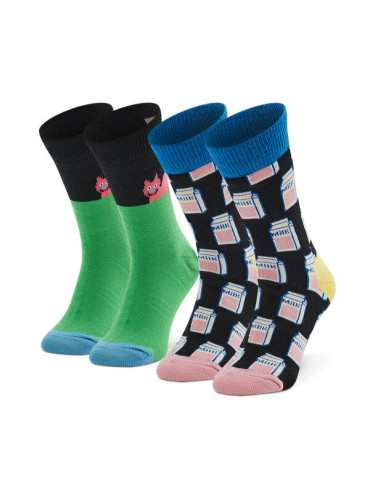 Happy Socks Комплект 2 чифта дълги чорапи детски KCAT02-9300 Цветен