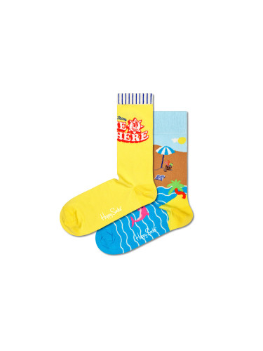 Комплект 2 чифта дълги чорапи мъжки Happy Socks XWYW02-2200 Цветен