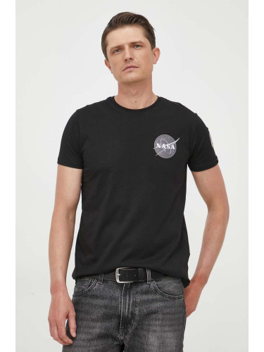 Памучна тениска Alpha Industries Space Shuttle T в черно с принт 176507.03