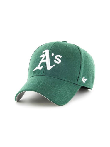 Шапка с вълна 47 brand MLB Oakland Athletics в зелено с апликация  B-MVP18WBV-DGE