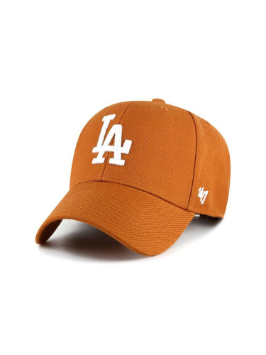 Шапка с козирка с вълна 47 brand MLB Los Angeles Dodgers в оранжево с апликация