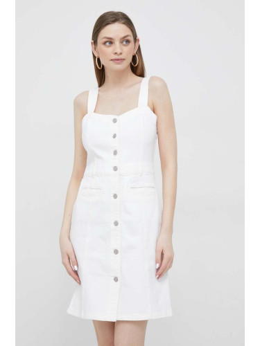 Дънкова рокля GAP в бяло къс модел със стандартна кройка
