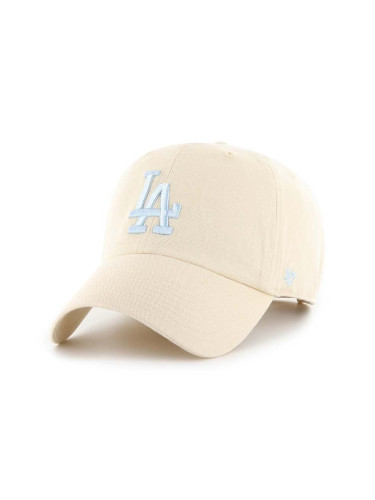 Памучна шапка с козирка 47 brand MLB Los Angeles Dodgers в бежово с апликация  B-NLRGW12GWS-NTG