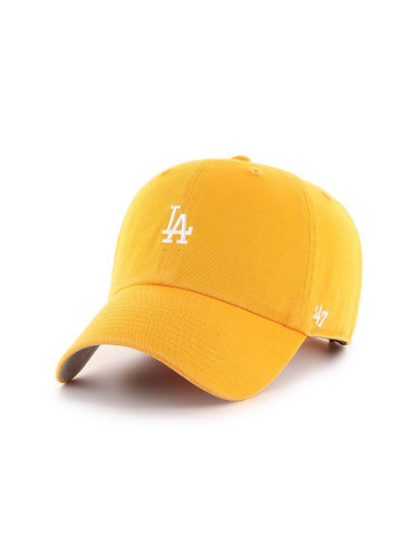 Памучна шапка с козирка 47 brand MLB Los Angeles Dodgers в жълто с апликация