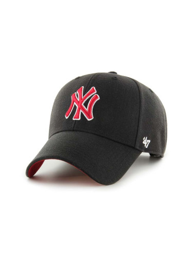 Шапка с вълна 47 brand MLB New York Yankees в черно с апликация