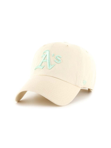 Шапка с вълна 47 brand MLB Oakland Athletics в бежово с апликация