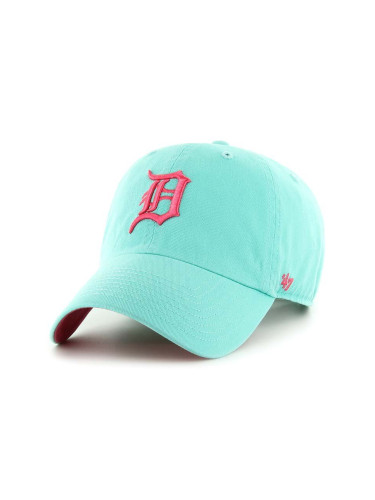 Памучна шапка с козирка 47 brand MLB Detroit Tigers в тюркоазено с апликация
