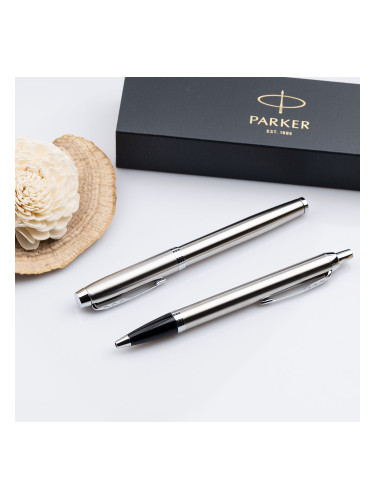 Луксозен комплект химикалка и писалка Parker IM Stainless Steel