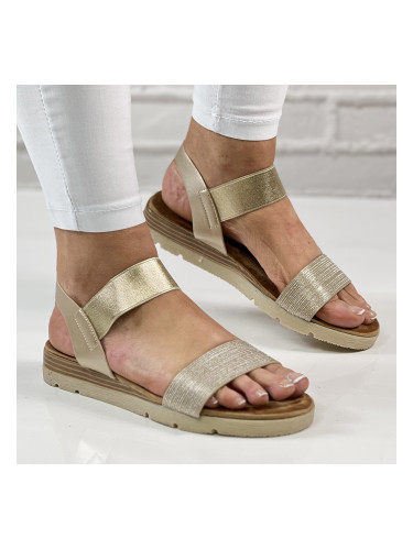 Изискани дамски сандали със златист цвят и ластик детайл N909-2