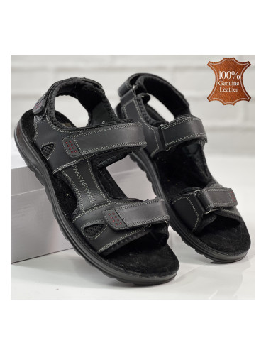 Черни сандали от естесвена кожа HM086-1