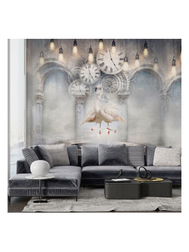 Фототапет Фламинго под европейски часовник