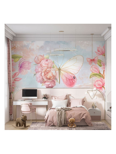 Фототапет пеперудени цветя