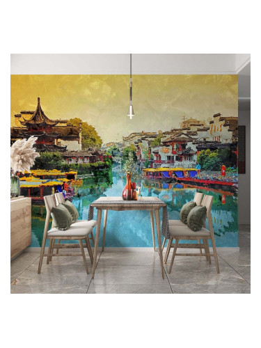 Фототапет Къщи край реката