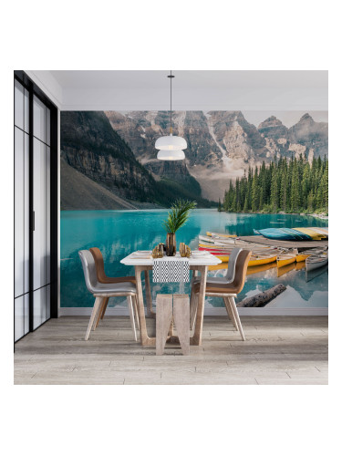 Фототапет Планински изглед с лодки