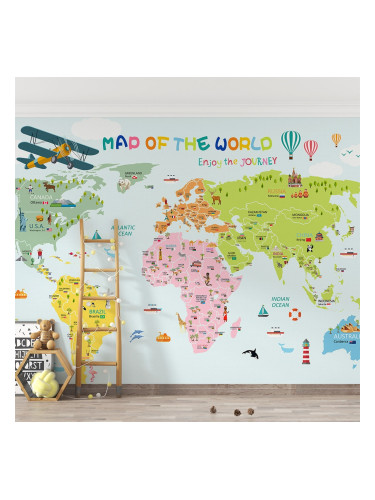 Фототапет Цветна карта на света