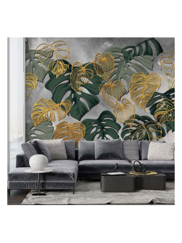 Фототапет Зелени и златни листа