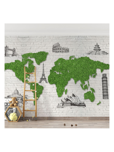 Фототапет Зелена карта на света