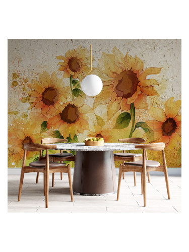 Фототапет Рисувани слънчогледи