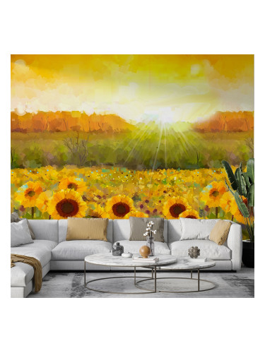 Фототапет Пейзаж със слънчогледи