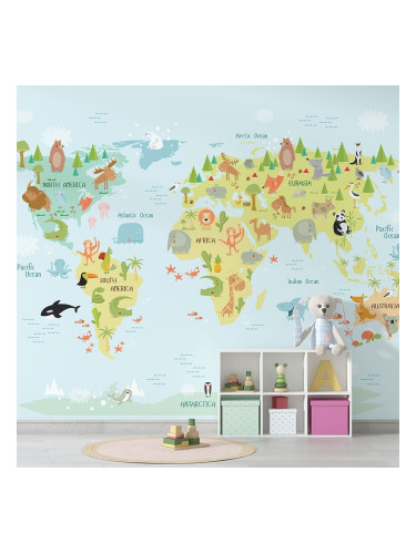 Фототапет за детска стая - Зелена карта на света