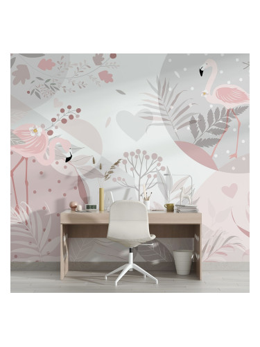 Фототапет - Розово фламинго в гората