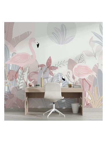 Тапет за детска стая - Розово фламинго
