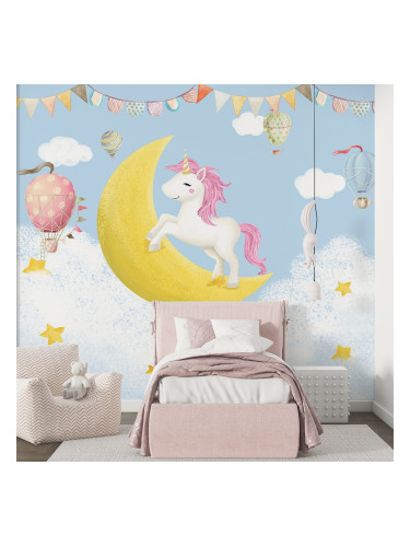 Детски фототапет - Еднорог на луната