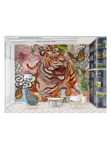 Фототапет - Тигър и пеперуда
