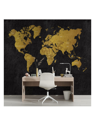 Фототапет -  Златна карта на света 