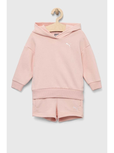 Детски анцуг Puma Loungewear Short Suit G в розово