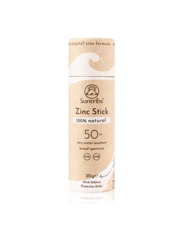 Suntribe Sports Zinc Stick минерална защитна пръчица за чувствителни места SPF 50 Original White 30 гр.