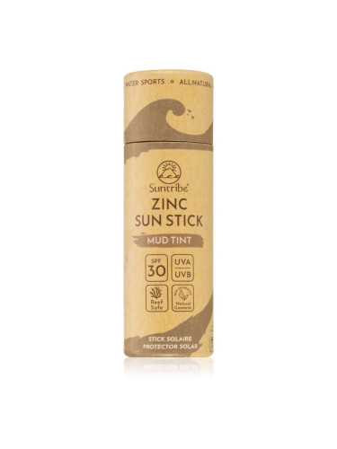 Suntribe Sports Zinc Stick минерална защитна пръчица за чувствителни места SPF 50 Mud Tint 30 гр.