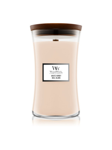Woodwick White Honey ароматна свещ с дървен фитил 609.5 гр.