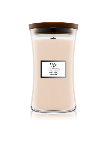 Woodwick White Honey Miel Blanc ароматна свещ  с дървен фитил 609.5 гр.