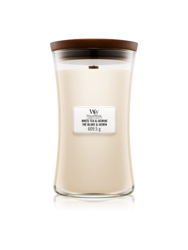 Woodwick White Tea & Jasmine ароматна свещ с дървен фитил 609.5 гр.