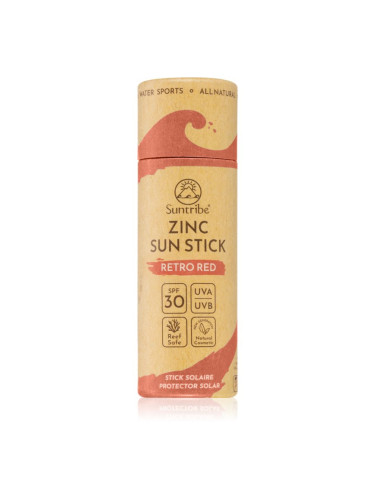 Suntribe Sports Zinc Stick минерална защитна пръчица за чувствителни места SPF 50 Retro Red 30 гр.