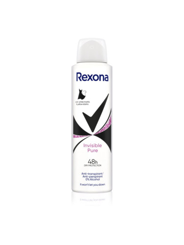 Rexona Invisible Pure дезодорант в спрей срещу бели и жълти петна 150 мл.