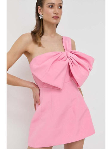 Рокля Bardot в розово къс модел със стандартна кройка