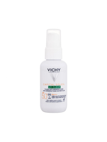Vichy Capital Soleil UV-Clear Anti-Imperfections Water Fluid SPF50+ Слънцезащитен продукт за лице за жени 40 ml