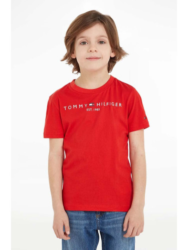 Детска памучна тениска Tommy Hilfiger в червено с принт KS0KS00210