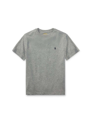 Детска памучна тениска Polo Ralph Lauren в меланж на сиво