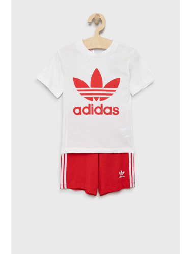 Детски памучен комплект adidas Originals HE4659 в червено