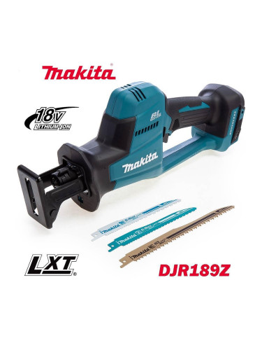 Саблен трион, акумулаторен, Makita DJR189Z, 18V, LXT, 22 мм ход на нож, безчетков мотор