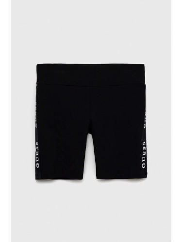 Детски къси панталони Guess в черно с апликация