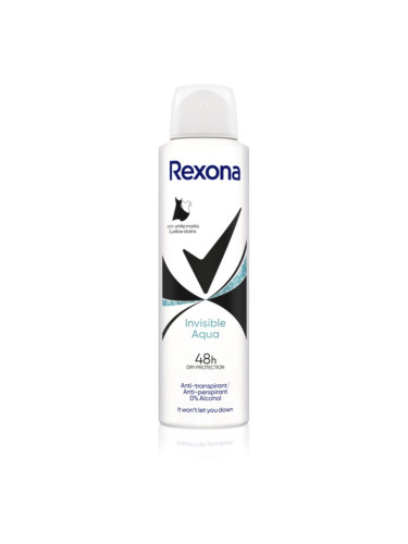 Rexona Invisible Aqua дезодорант в спрей срещу бели и жълти петна 150 мл.