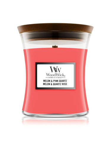 Woodwick Melon & Pink Quarz ароматна свещ  с дървен фитил 85 гр.