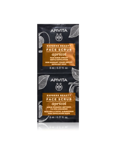 Apivita Express Beauty Apricot нежно почистващ пилинг за лице 2 x 8 мл.