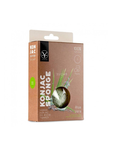 YASUMI Konjac Sponge For Face Wash With Aloe Vera For Dry And Sensitive Skin Гъби за лице унисекс 20gr